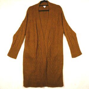 A New Day Rust Brown Cable Knit Duster Cardigan Sweater